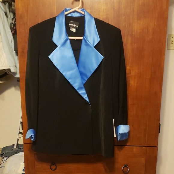 Positive Attitude Black and Blue Blazer with Bold Lapel - Picture 1 of 2